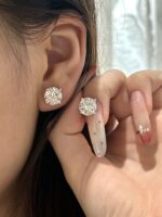 6CTW Round Brilliant Cut Lab Grown Diamond Stud Earrings, 4-Prong Setting, 18K White Gold