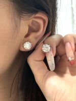 6CTW Round Brilliant Cut Lab Grown Diamond Stud Earrings, 4-Prong Setting, 18K White Gold