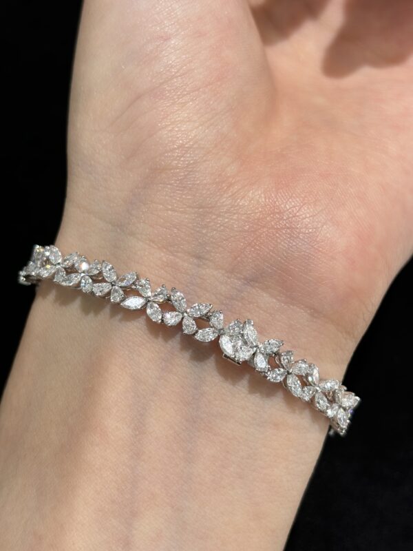 6.76CTW Marquise Cut Lab Grown Diamond Bracelet in 18K White Gold