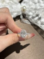 2ctw Oval Pave Set Engagement Ring, 18K White Gold