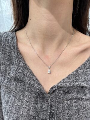 1.78CTW Pear Shape Lab Grown Diamond Drop Pendant in 18K White Gold