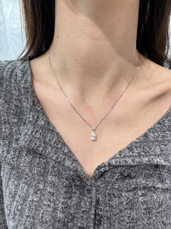 1.78CTW Pear Shape Lab Grown Diamond Drop Pendant in 18K White Gold