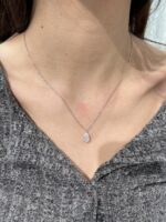 1CT Pear Shape Lab Grown Diamond Drop Pendant in 18K White Gold