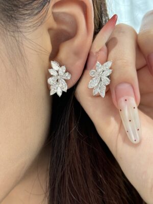 4.8ctw Marquise & Pear Cut Stud Earrings, 18K White Gold