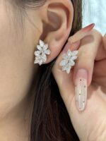 4.8ctw Marquise & Pear Cut Stud Earrings, 18K White Gold