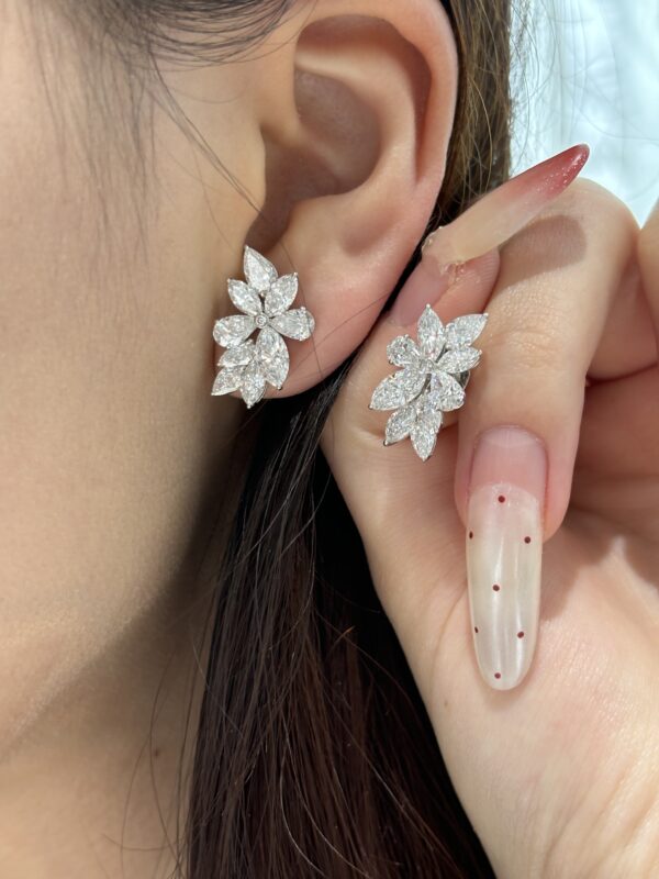 4.8ctw Marquise & Pear Cut Stud Earrings, 18K White Gold