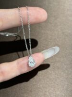 1CT Pear Shape Lab Grown Diamond Drop Pendant in 18K White Gold