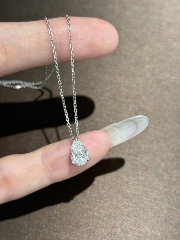 1CT Pear Shape Lab Grown Diamond Drop Pendant in 18K White Gold