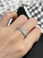 Half Circle 3CTW Emerald Cut Lab Grown Diamond Wedding Band For Women