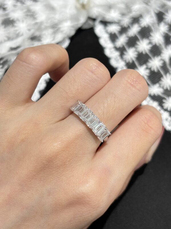 Half Circle 3CTW Emerald Cut Lab Grown Diamond Wedding Band For Women