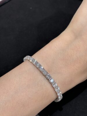 10CTW Round Brilliant Lab Grown Diamond Tennis Bracelet Four Prong in 18K White Gold