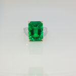 18K white gold 11ct Emerald cut lab grown diamond Three-Stone ring