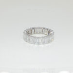 8 Carats Full Circle Emerald Cut Lab Grown Diamond Wedding Band Ring in 18K White Gold