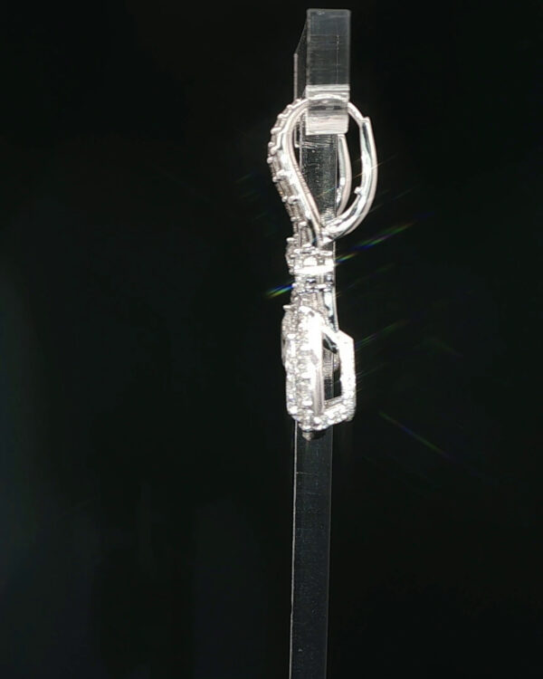 18K White Gold Pear Cut Full Diamond Earrings