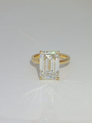 18k Yellow Gold 8.03CTW Emerald Cut Lab Grown Diamond Engagement Ring