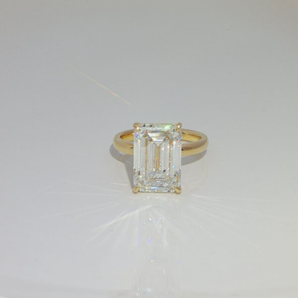 18k Yellow Gold 8.03CTW Emerald Cut Lab Grown Diamond Engagement Ring