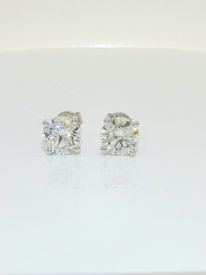 4CT TW Lab Grown Diamond Solitaire Stud Earrings in 18K White Gold
