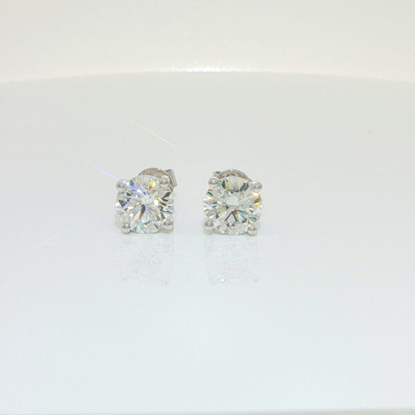 4CT TW Lab Grown Diamond Solitaire Stud Earrings in 18K White Gold
