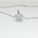 3CT Lab Grown Diamond Round Brilliant Solitaire Pendant in 18K White Gold