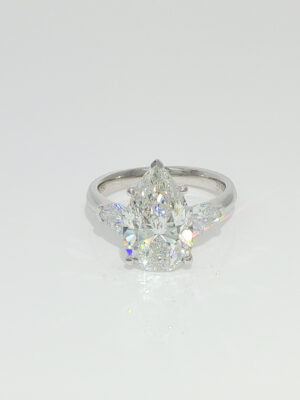 3CTW Pear Shape Three Stone Lab Grown Diamond Engagement Ring