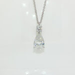 3.06CTW Pear Shape Lab Grown Diamond Drop Pendant in 18K White Gold