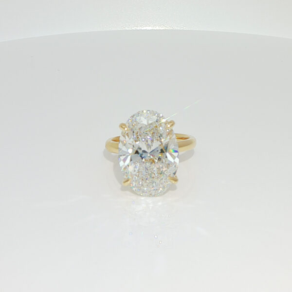18k Yellow Gold 10CTW Oval Cut Lab Grown Diamond Engagement Ring