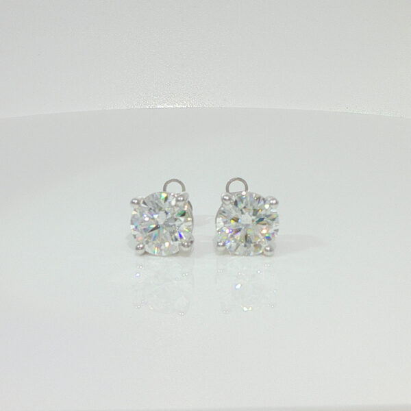 6CTW Round Brilliant Cut Lab Grown Diamond Stud Earrings, 4-Prong Setting, 18K White Gold