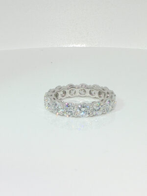 5 Carats Full Circle Round Brilliant Cut Lab Grown Diamond Wedding Band Ring in 18K White Gold