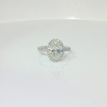 2ctw Oval Pave Set Engagement Ring, 18K White Gold