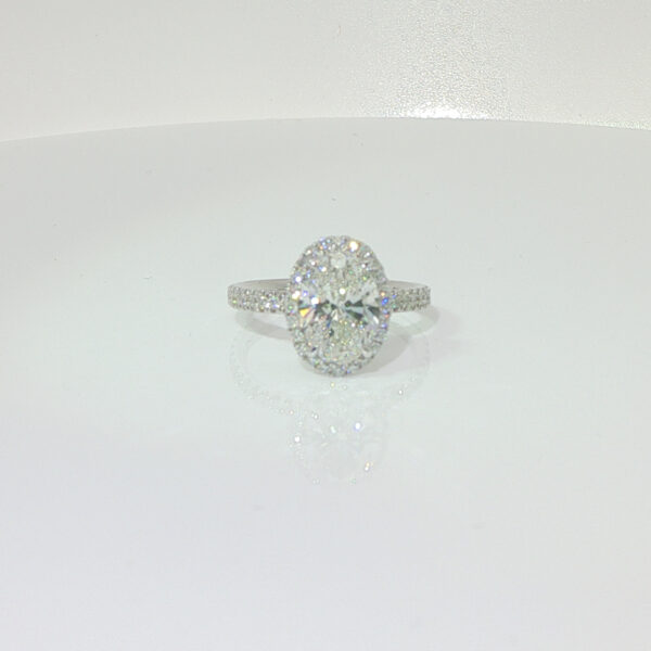 2ctw Oval Pave Set Engagement Ring, 18K White Gold