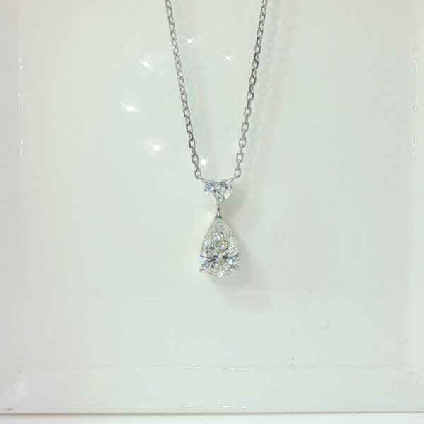 1.78CTW Pear Shape Lab Grown Diamond Drop Pendant in 18K White Gold