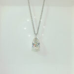 2CT Pear Shape Lab Grown Diamond Drop Pendant in 18K White Gold