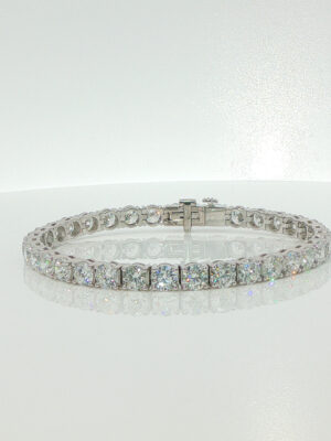 10CTW Round Brilliant Lab Grown Diamond Tennis Bracelet Four Prong in 18K White Gold