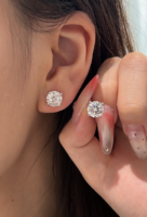 4CT TW Lab Grown Diamond Solitaire Stud Earrings in 18K White Gold