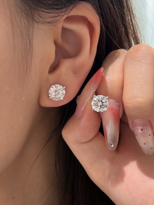 4CT TW Lab Grown Diamond Solitaire Stud Earrings in 18K White Gold