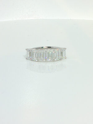 Half Circle 3CTW Emerald Cut Lab Grown Diamond Wedding Band For Women