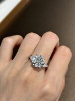 5 Carat Round Three-Stone Lab Grown Diamond Engagement Ring in 18K Gold