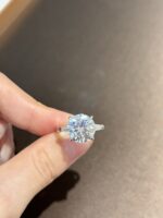 5 Carat Round Three-Stone Lab Grown Diamond Engagement Ring in 18K Gold