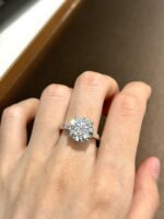 5 Carat Round Three-Stone Lab Grown Diamond Engagement Ring in 18K Gold