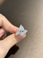 5CT Pear Shape Three Stone Lab Grown Diamond Engagement Ring