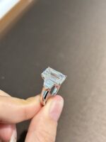 18K white gold 5ct Emerald cut lab grown diamond Three-Stone ring