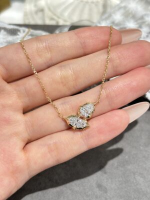 1.6CTW Marquise & Teardrop Spliced Necklace, 18K Yellow Gold