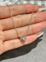 2.6CT Heart Cut Lab Grown Diamond Solitaire Pendant in 18K White Glod