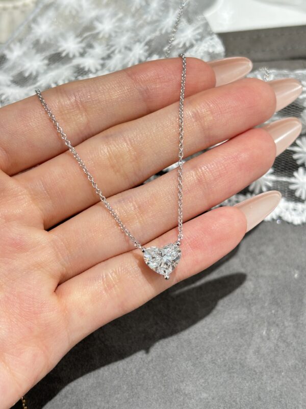 2.6CT Heart Cut Lab Grown Diamond Solitaire Pendant in 18K White Glod