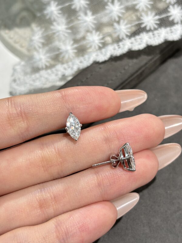 2CTW Marquise Lab Diamond Stud Earrings 18K White Gold