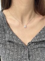 1CTW Emerald Cut Full Pave Lab Grown Diamond Necklace, 18K Gold