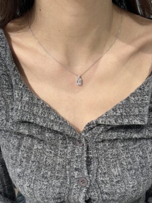 1CTW Emerald Cut Perfume Bottle 18K Gold Lab Grown Diamond Necklace