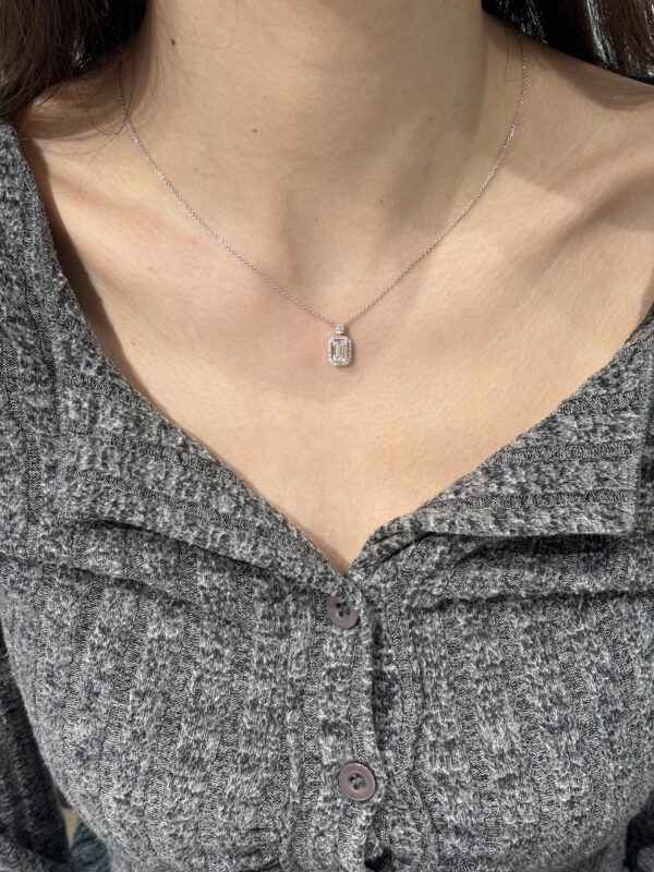 1CTW Emerald Cut Perfume Bottle 18K Gold Lab Grown Diamond Necklace