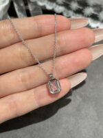 1CTW Emerald Cut Perfume Bottle 18K Gold Lab Grown Diamond Necklace