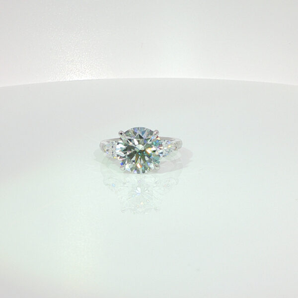 5 Carat Round Three-Stone Lab Grown Diamond Engagement Ring in 18K Gold
